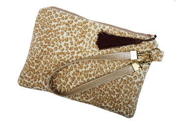 Nora Tan Leopard Fur Clutch